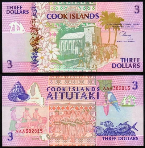 3 dollars Cook Islands 1992