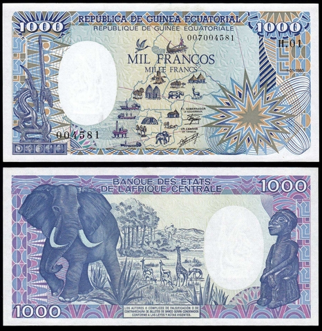 1000 francs Equatorial Guinea 1985