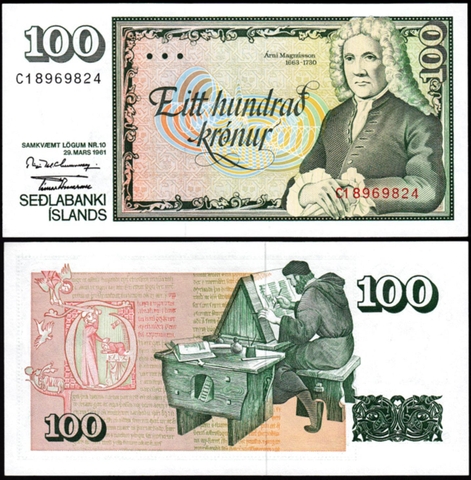 100 kronur Iceland 1981