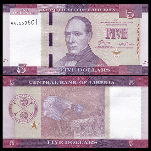 5 dollars Liberia 2017