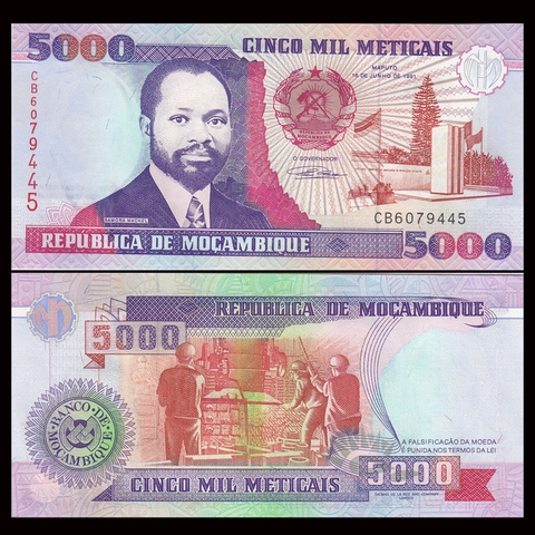 5000 meticais Mozambique 1991