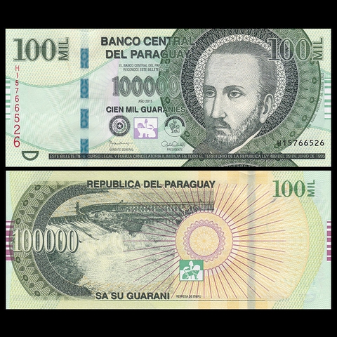 100000 guaranies Paraguay 2015