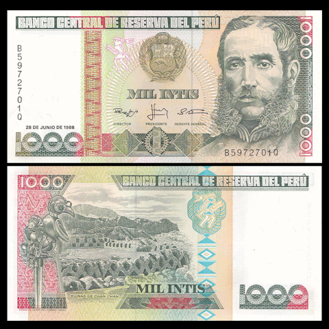1000 intis Peru 1988