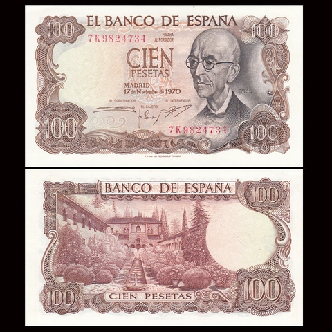 100 pesetas Spain 1970