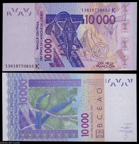 10000 francs West African States 2012