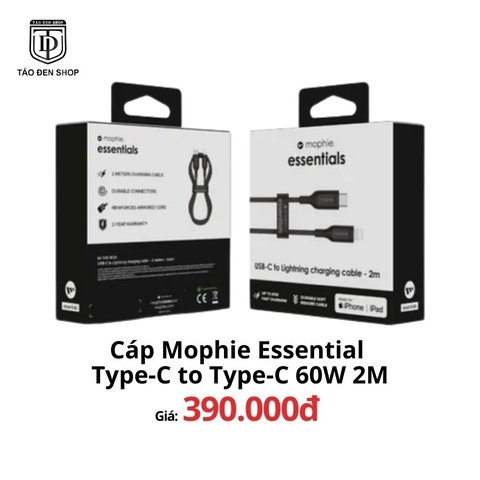 Cáp Mophie Essentials USB-C to USB-C 60W 2m