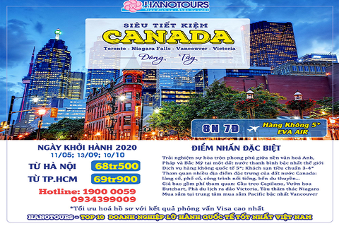 [Hồ Chí Minh] Đông - Tây Canada Siêu Tiết Kiệm: Toronto - Niagara Falls - Đảo Victoria - Vancouver