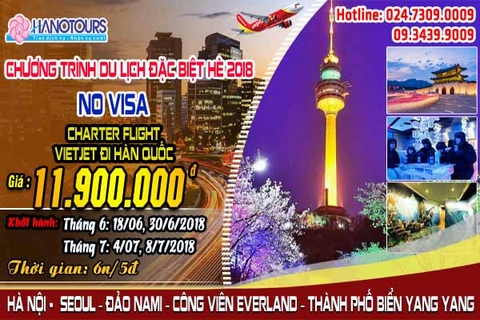 Hàn Quốc NO VISA: Hà Nội - Seoul - Đảo Nami - Công viên Everland - Thành phố biển Yang Yang