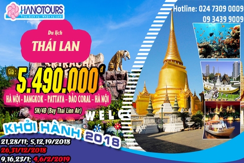 Hà Nội - Bangkok - Pattaya - Đảo Coral - Hà Nội