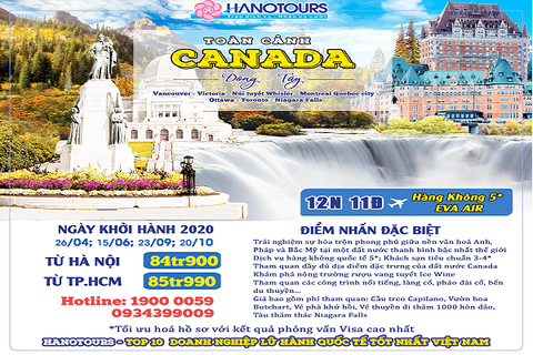 Toàn cảnh Canada 12N11Đ: Vancouver - Victoria - Núi Tuyết - Montreal Quebec City - Ottawa - Toronto - Niagara Falls