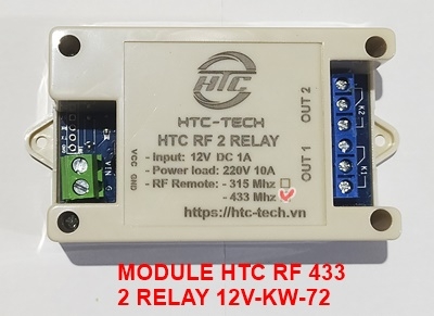 Module HTC RF 433MHz 2 Relay 12V-KW-72