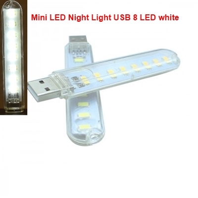 Mini LED Night Light Mini USB 8 LED White