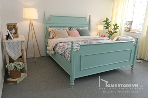 Giường Farmhouse dáng lưng ngang đệm 1m6 - GI4