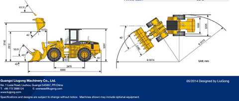 Máy xúc lật LiuGong model CLG836 gầu 1.7 khối nhập khẩu mới