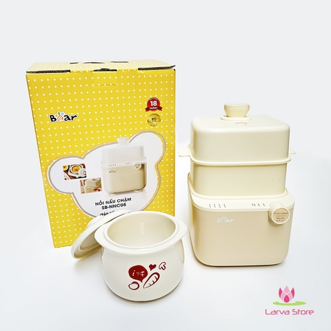 Nồi Nấu Chậm Bear 0,8L Bear SB-NNC08 Bản Mới 7 Chế Độ Nấu Chưng Yến, Hầm Hấp Ninh Cháo Cách Thủy