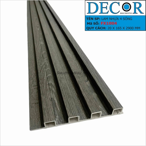 Lam nhựa 4 sóng Decor FX1004 vân gỗ màu xám