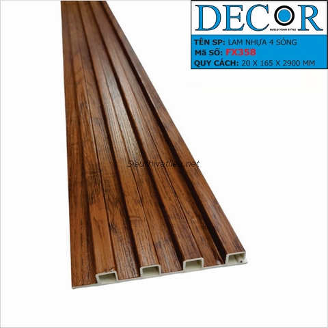 Lam nhựa 4 sóng Decor FX358 vân gỗ màu nâu