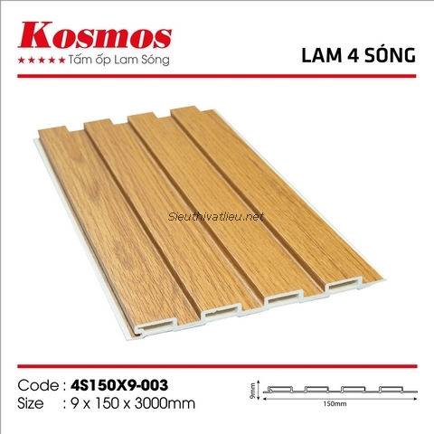 Lam nhựa 4 sóng Kosmos 4S150x9-003 vân gỗ màu vàng