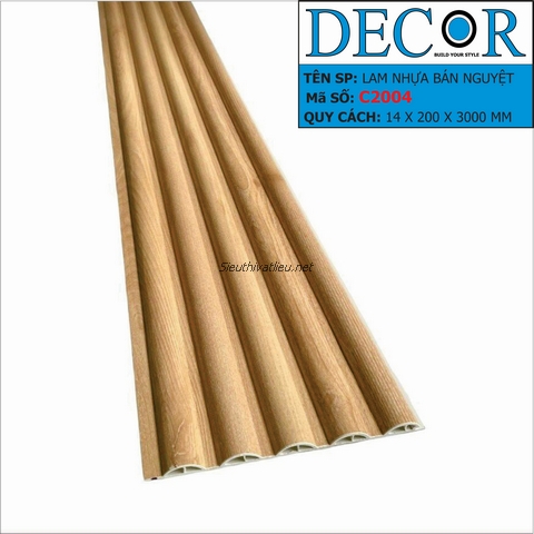 Lam sóng nhựa bán nguyệt Decor BN - C2004 vân gỗ màu nâu