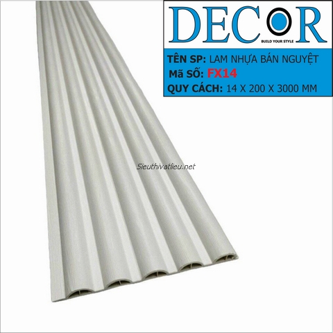 Lam sóng nhựa bán nguyệt Decor BN - FX14 vân gỗ màu trắng