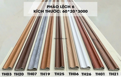 Phào chỉ lưng tường lệch nhựa vân gỗ bản 60mm