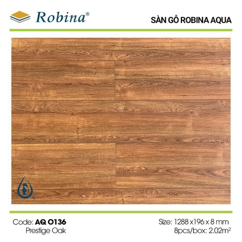 Sàn gỗ Malaysia Robina Aqua AQ0136 8mm chống nước tốt