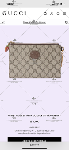 GUCCI WRIST WALLET WITH DOUBLE G STRAWBERRY 726250 - LIKE AUTH 99%