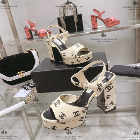 CHANEL 22S PRINTED LOGO SANDALS - LIKE AUTH 99%