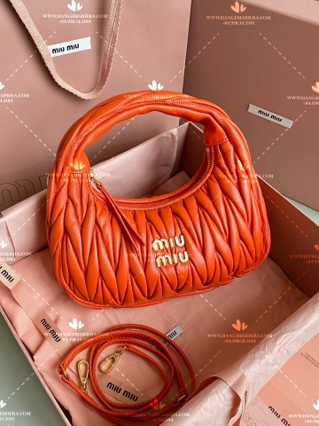 MIU MIU WANDER MATELASSE NAPPA LEATHER HOBO BAG - LIKE AUTH 99%