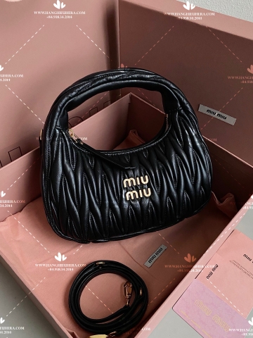 MIU MIU WANDER MATELASSE NAPPA LEATHER HOBO BAG - LIKE AUTH 99%