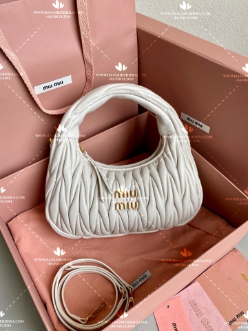 MIU MIU WANDER MATELASSE NAPPA LEATHER HOBO BAG - LIKE AUTH 99%