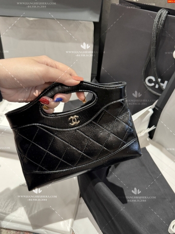 CHANEL 31 Nano Gold CC Logo Shiny Lambskin Chain Bag