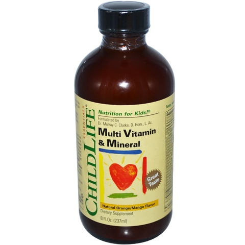 Vitamin tổng hợp và khoáng chất cho trẻ em hiệu ChildLife, hương vị xoài và cam tự nhiên, lọ 237 ml, dạng nước