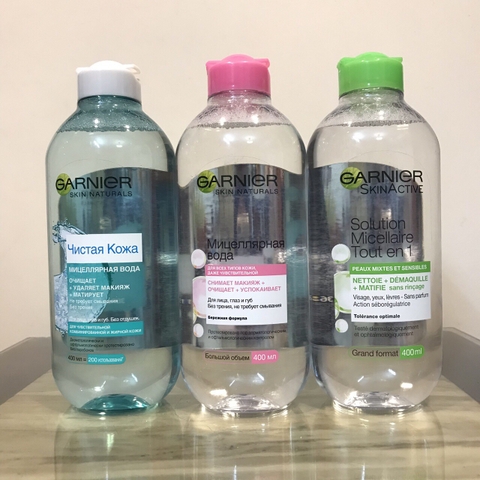 Nước tẩy trang Garnier Micellar Cleansing Water của Nga 400ml đủ 3 màu