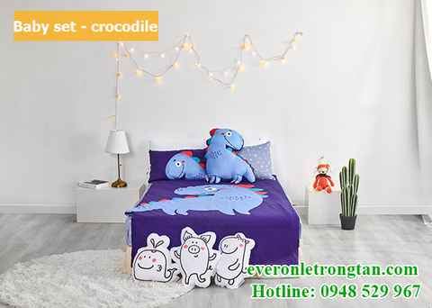 Bộ chăn ga gối Everon Baby set - crocodile