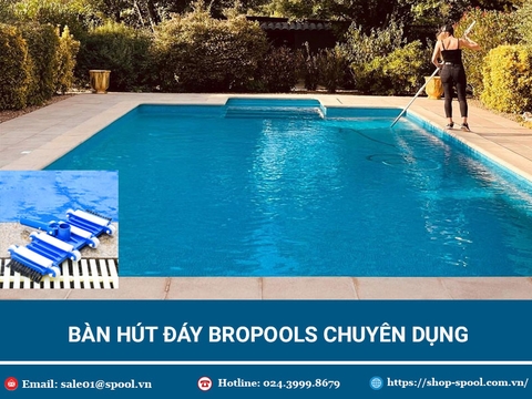 Bàn hút vệ sinh hồ bơi 8 bánh xe Bropools chuyên dụng