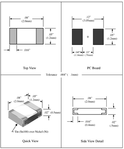 Điện trở dán 0805 5% (1M - 10M)