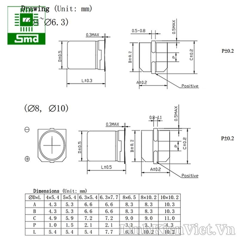 Tụ nhôm dán 35V 10uF (Size 5x5.4 5x5.4)