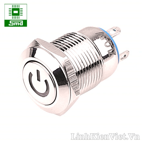 Nút nhấn nguồn chống nước 12mm 3V Xanh Dương (Nhấn nhả)