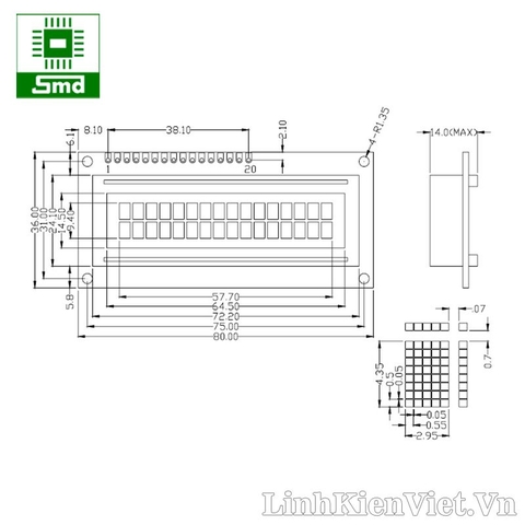 LCD 1602 Xanh lá (Green)