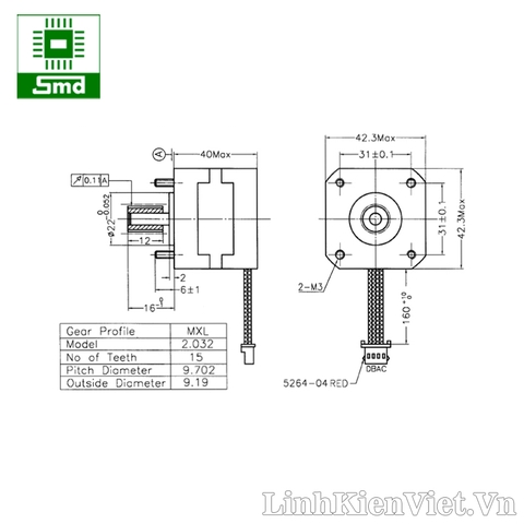 Động cơ bước 17HS1402-02[Hàng tháo máy]