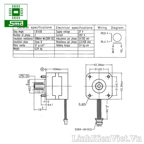 Động cơ bước 17HS1402-02[Hàng tháo máy]