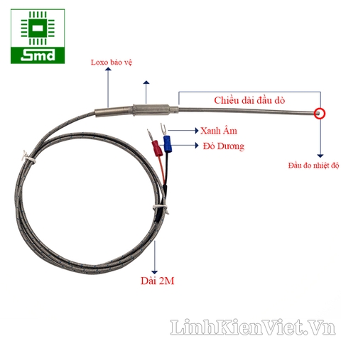 Cảm biến nhiệt độ WRNK 191 K Type 1x100mm