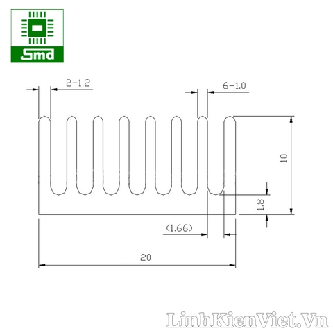 Tản nhiệt 20x20x10 mm