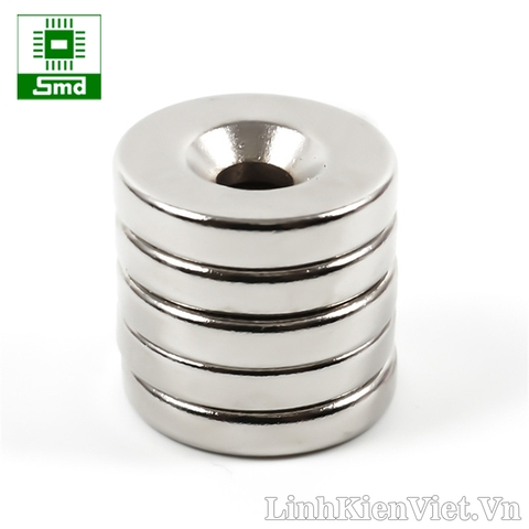 Nam châm đất hiếm 20x4mm lỗ vít 5mm