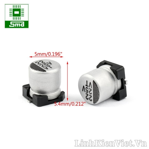 Tụ nhôm 22uF 25V 5x5.4mm