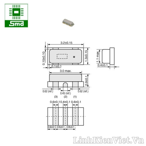 Thạch anh 16Mhz 3215 (3 pin) CSTCE16M CSTCE16M0V53-R0