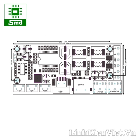 Module ClassD 2x15W có USB