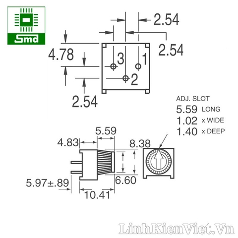 Biến trở nhựa vuông 3386P-1 10K