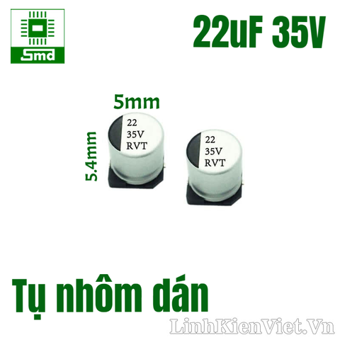 Tụ nhôm 22uF 35V 5x5.4mm